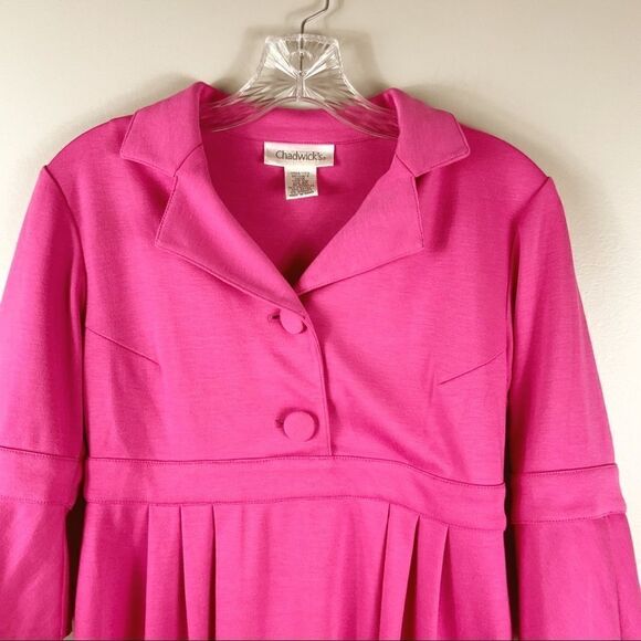 🌺3 FOR $20🌺 - Chadwick’s vivid pinkShirts Dress Pleated 4P RETRO - Picture 2 of 3